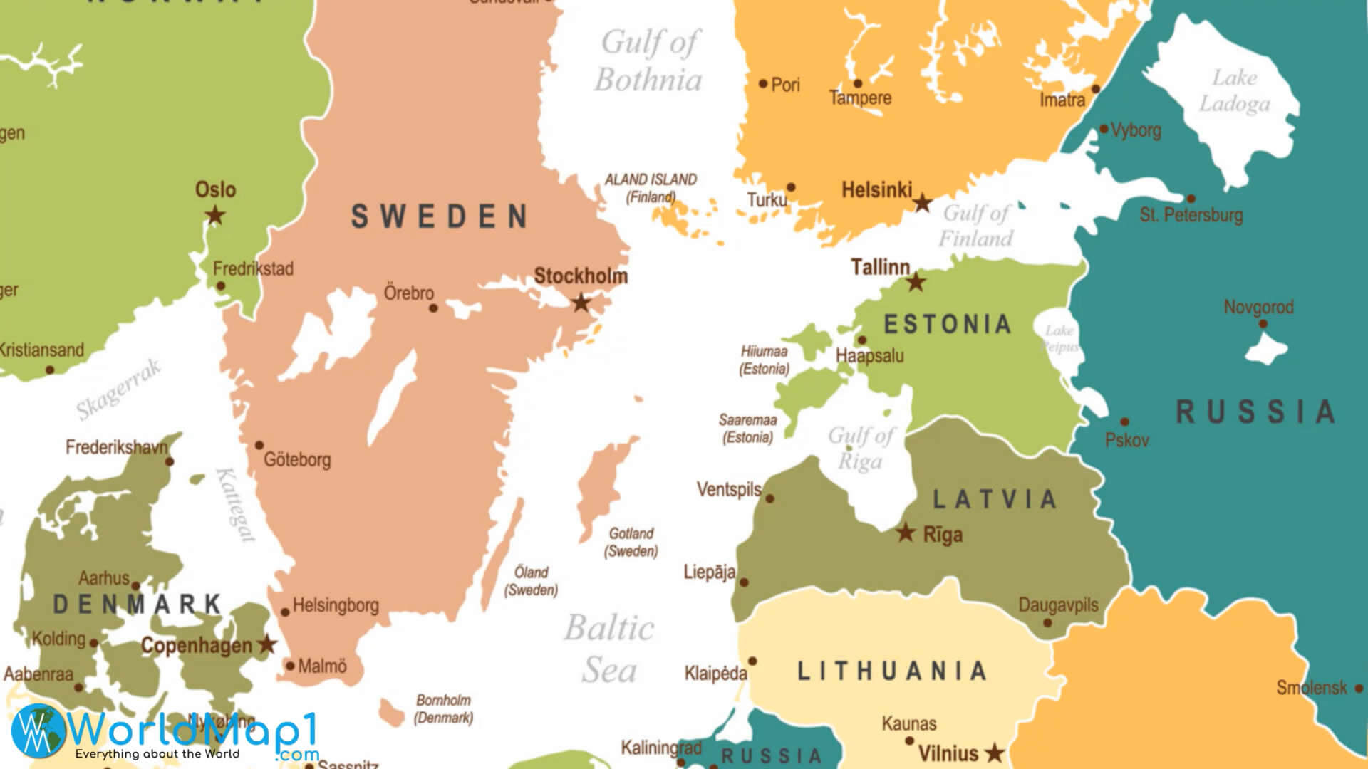 Baltic Countries and Sweden Map
